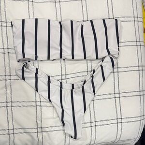 Zaful Black and White Striped Bikini